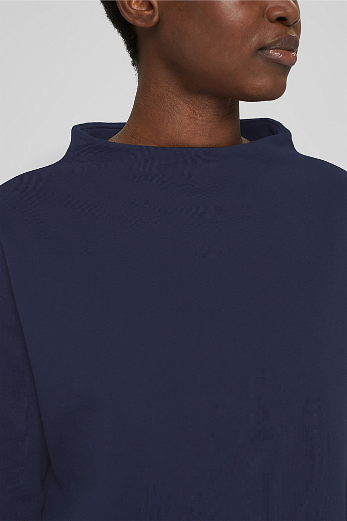 Sweat-shirt à col droit, 100 % coton, NAVY, detail image number 2
