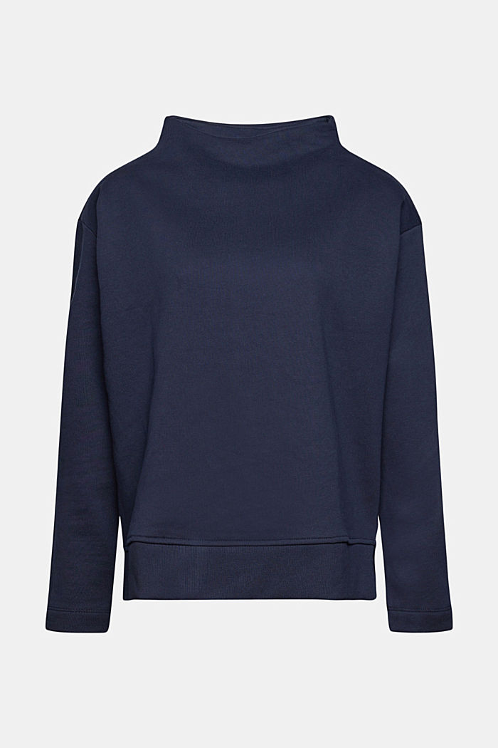 100% cotton sweatshirt with a stand-up collar, NAVY, detail image number 6