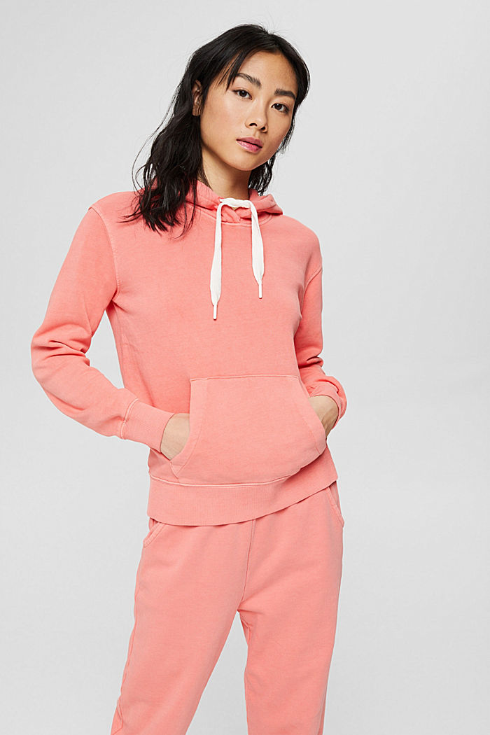 Hoodie with contrasting colour drawstring ties, CORAL, detail image number 5