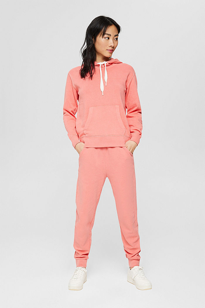 Hoodie with contrasting colour drawstring ties, CORAL, detail image number 1