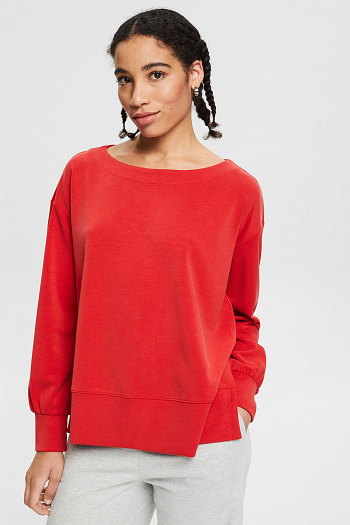 Mit TENCEL™: Sweatshirt mit Seitenschlitzen, ORANGE RED, detail image number 0