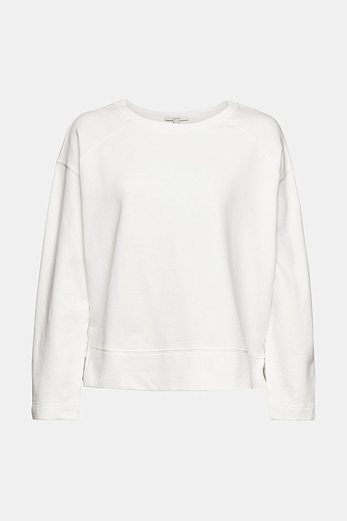 Sweatshirt in 100% cotton, OFF WHITE, overview