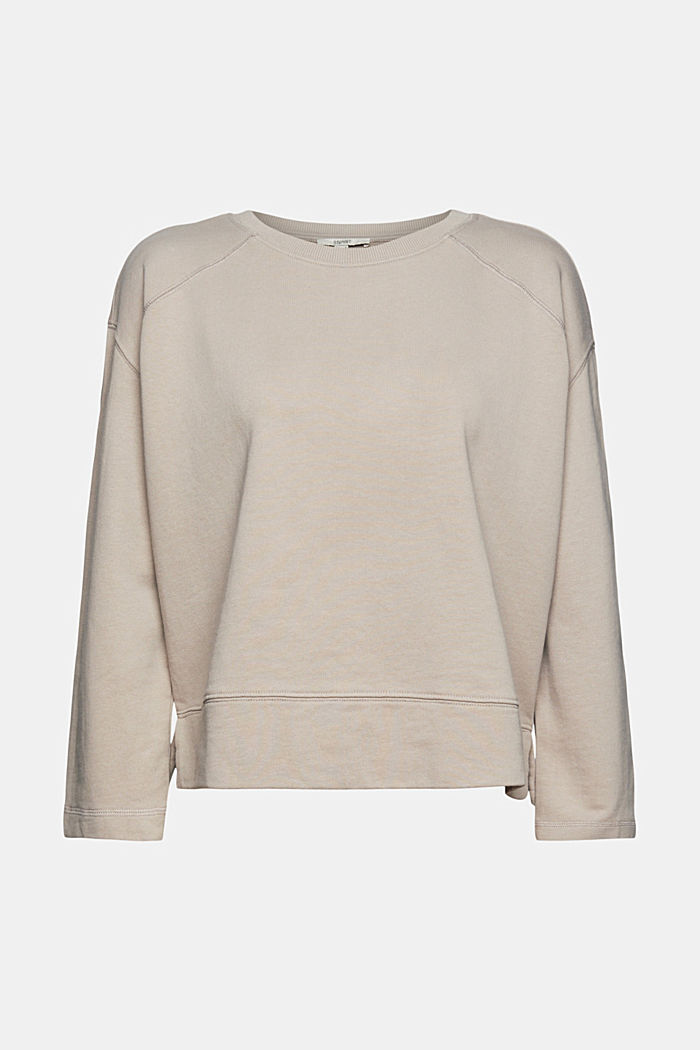 Sweatshirt in 100% cotton, LIGHT TAUPE, overview