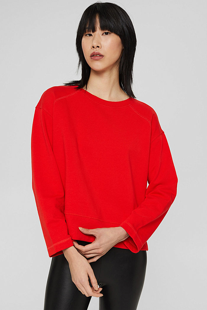 Sweatshirt in 100% cotton, ORANGE RED, detail image number 0