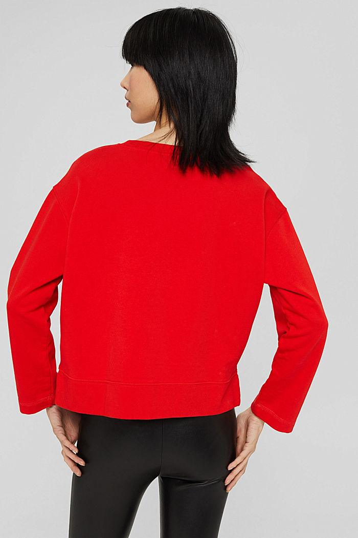 Sweatshirt in 100% cotton, ORANGE RED, detail image number 3