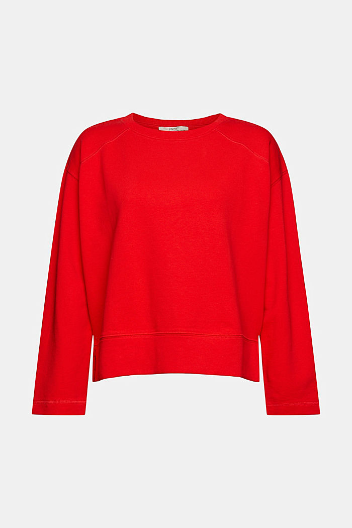 Sweatshirt in 100% cotton, ORANGE RED, overview