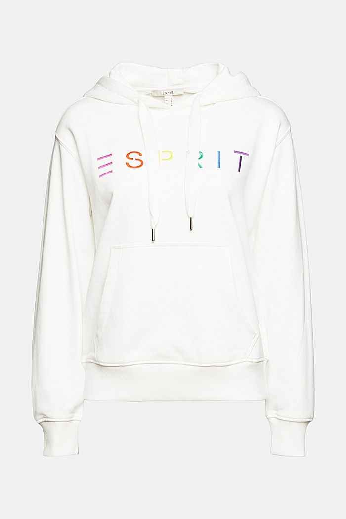 Hoodie with an embroidered logo, cotton blend, OFF WHITE, detail image number 8