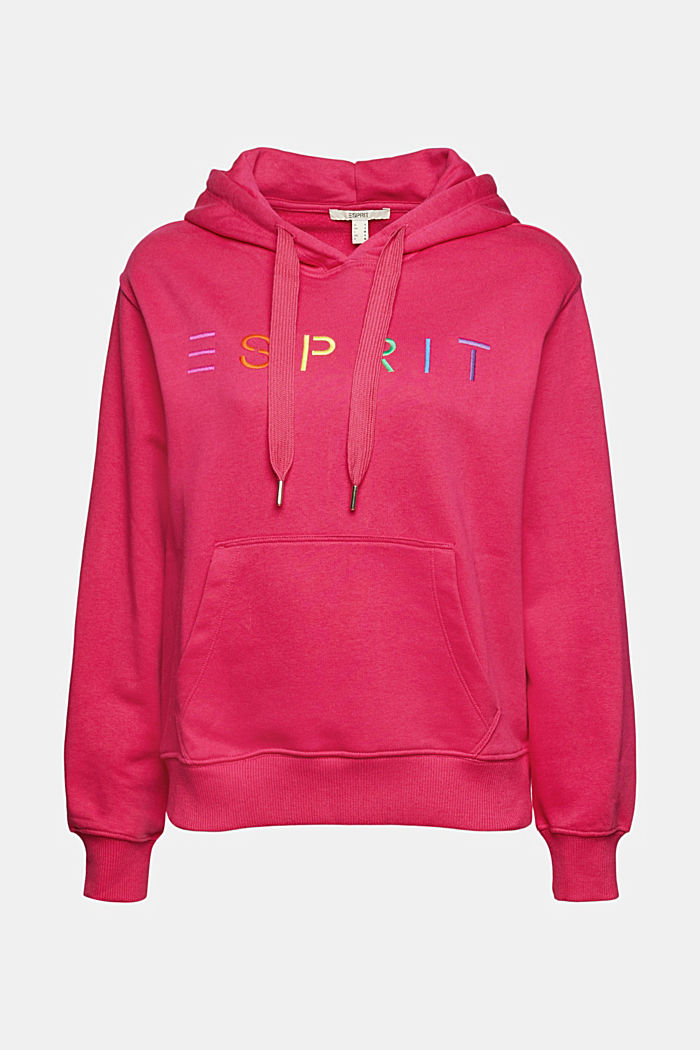 Hoodie with an embroidered logo, cotton blend, PINK FUCHSIA, detail image number 7