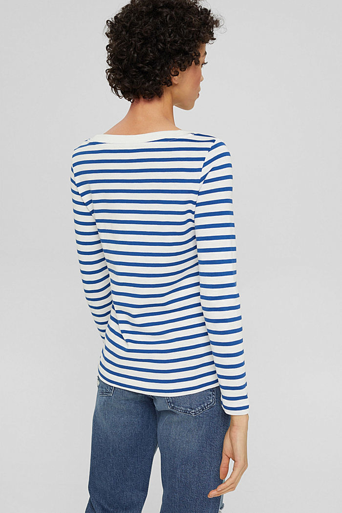 Striped long sleeve top in cotton, BRIGHT BLUE, detail image number 3