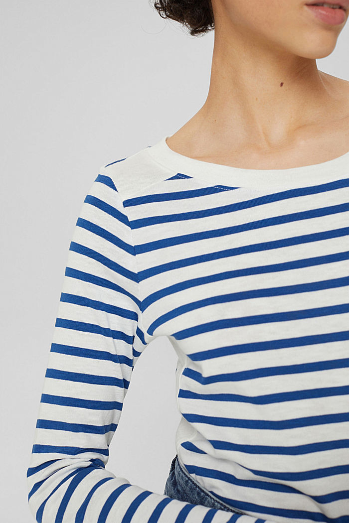 Striped long sleeve top in cotton, BRIGHT BLUE, detail image number 2