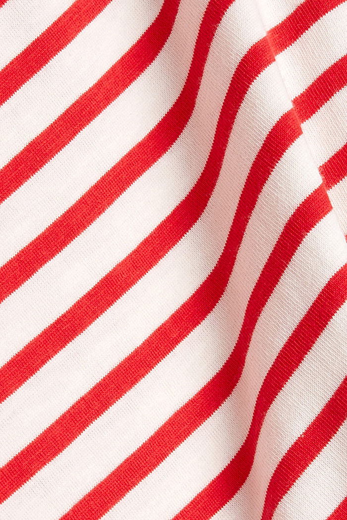 Camiseta de manga larga a rayas en algodón, ORANGE RED, detail image number 4