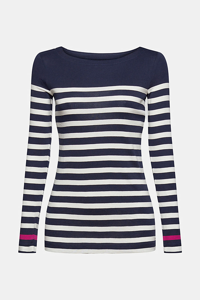 Long sleeve top made of 100% organic cotton, NAVY, overview