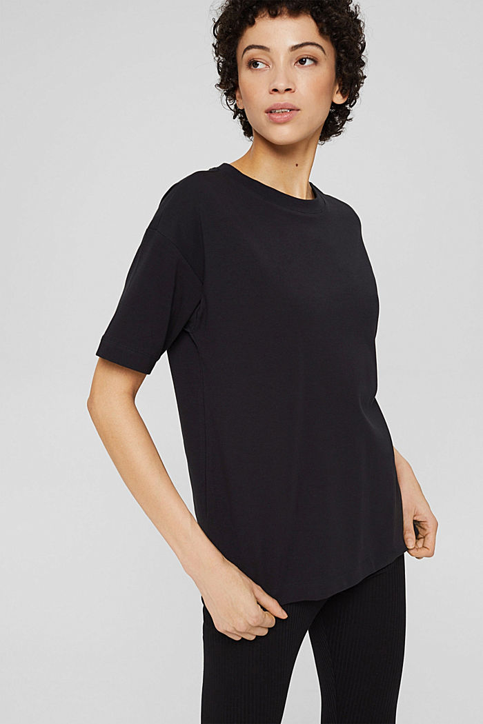 T-shirt oversize in cotone, BLACK, overview