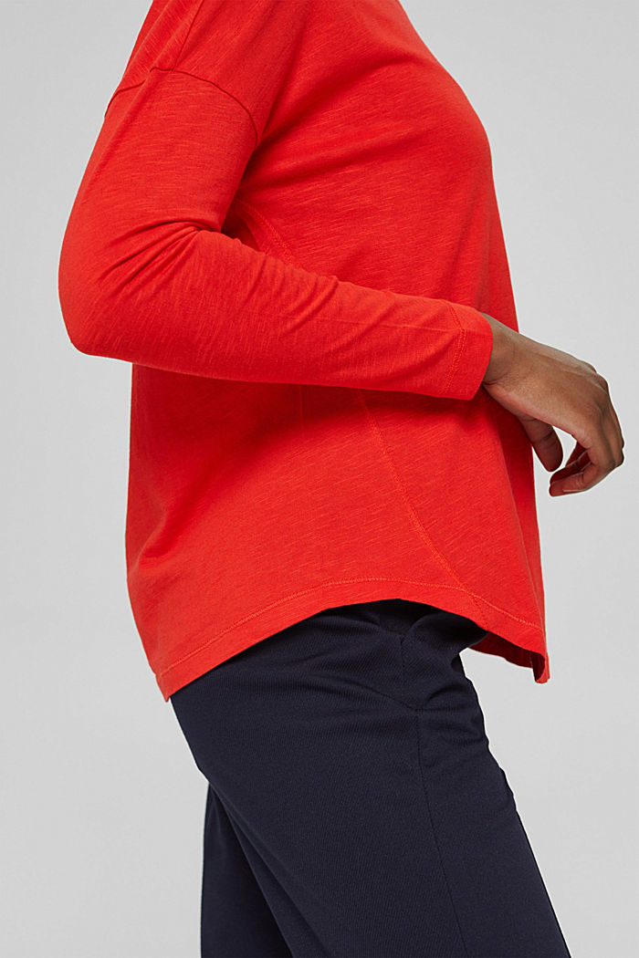 Long sleeve top with a pocket, organic cotton blend, ORANGE RED, detail image number 5