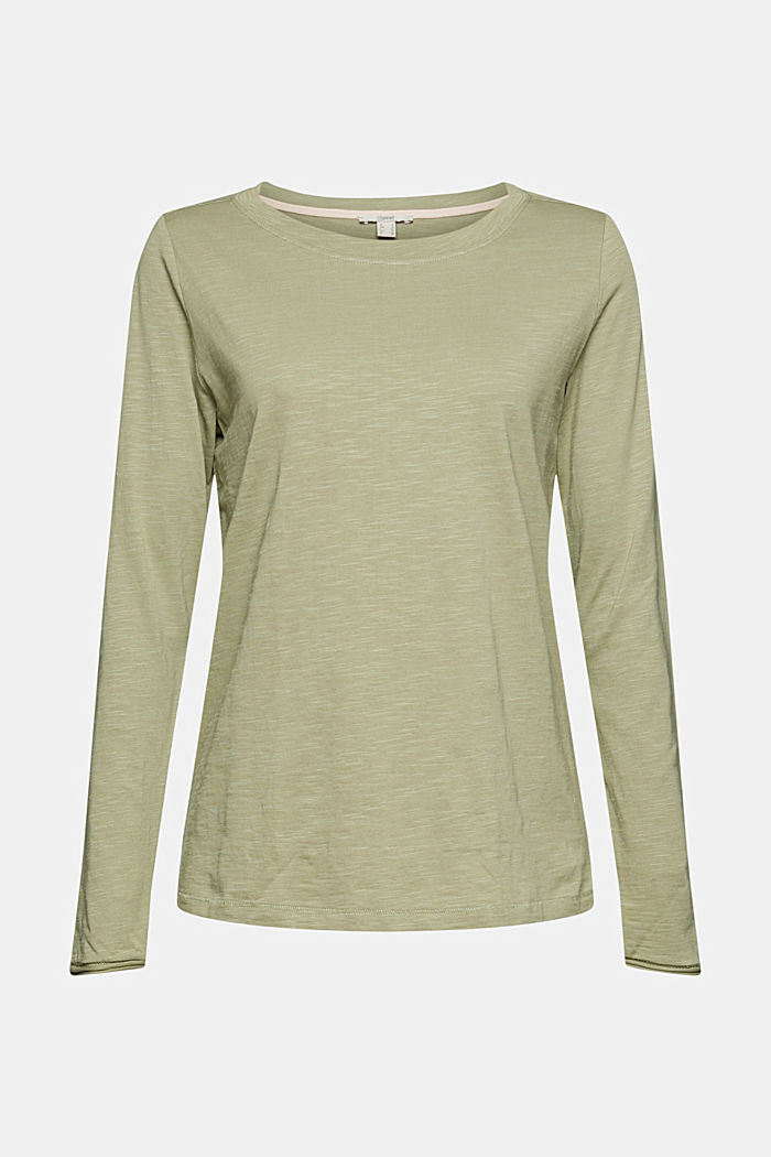 Camiseta de manga larga realizada en 100% algodón ecológico, LIGHT KHAKI, overview