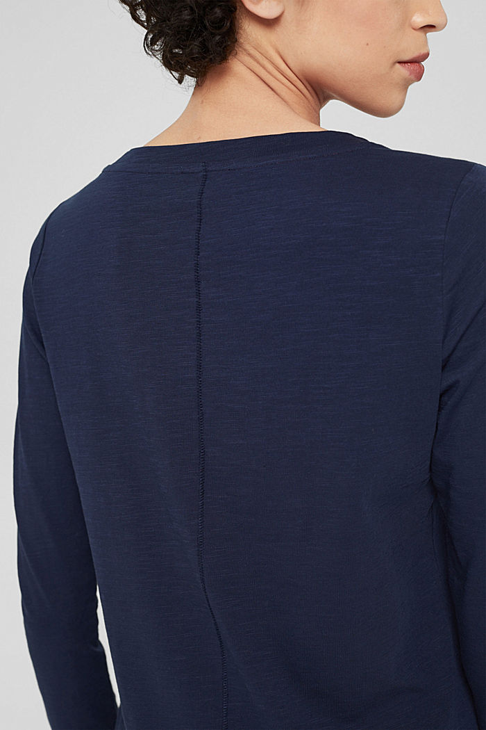 Long sleeve top made of 100% organic cotton, NAVY, detail image number 2