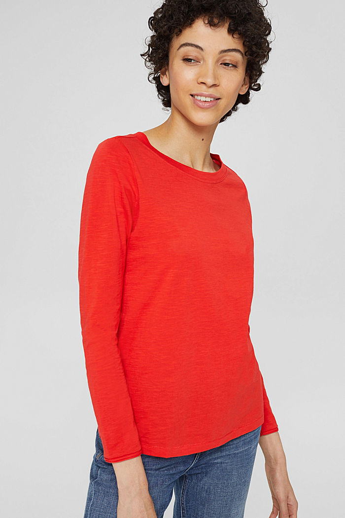 Long sleeve top made of 100% organic cotton, ORANGE RED, detail image number 0