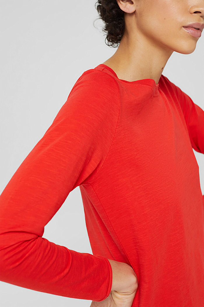 Long sleeve top made of 100% organic cotton, ORANGE RED, detail image number 2