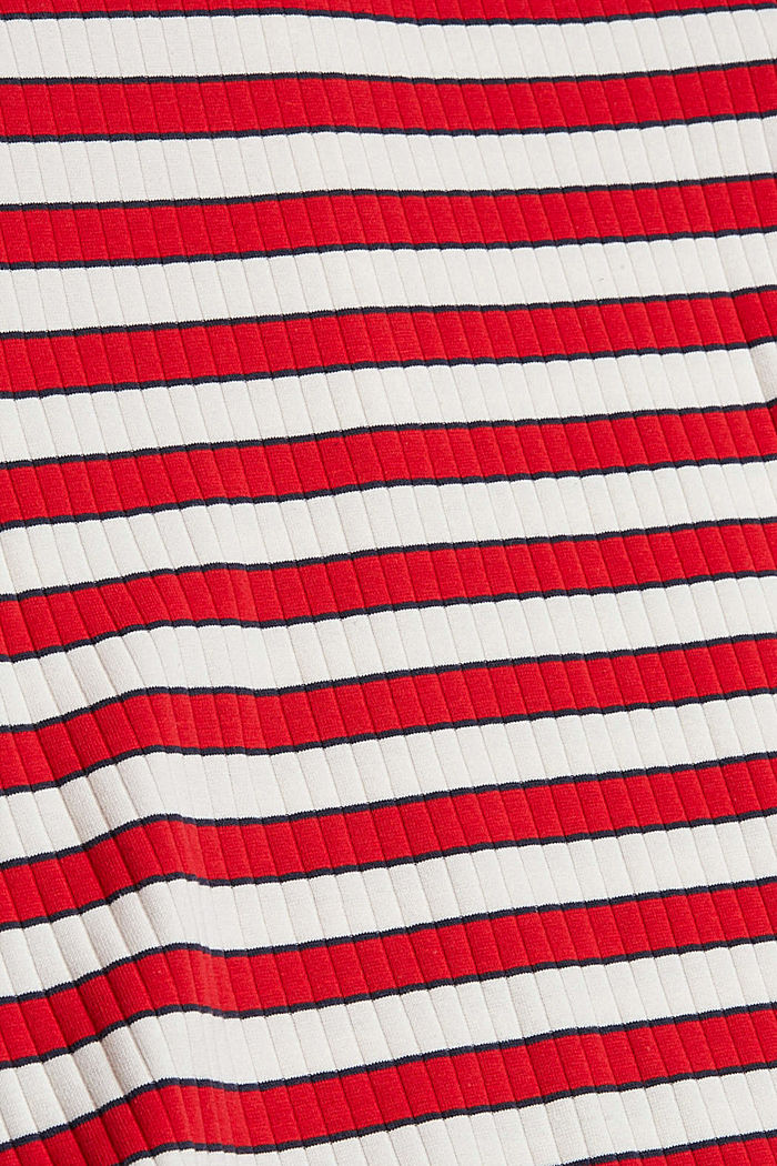 Prążkowana bluzka z długim rękawem w stylu polówki, ORANGE RED, detail image number 4
