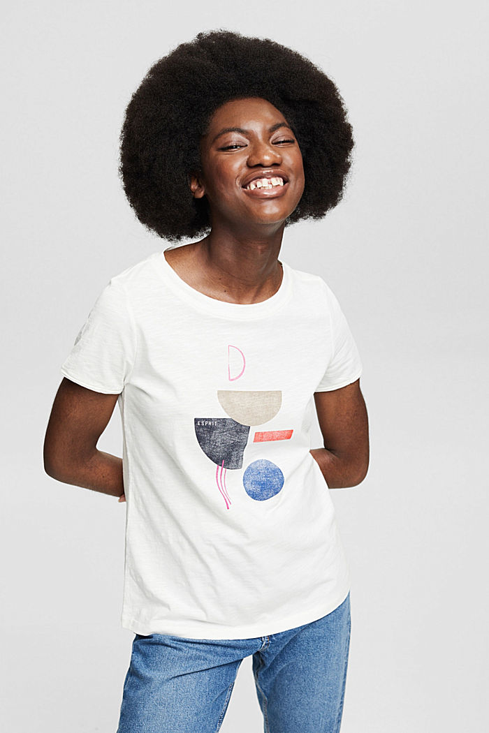 Camiseta con estampado, 100 % algodón ecológico, OFF WHITE, detail image number 0