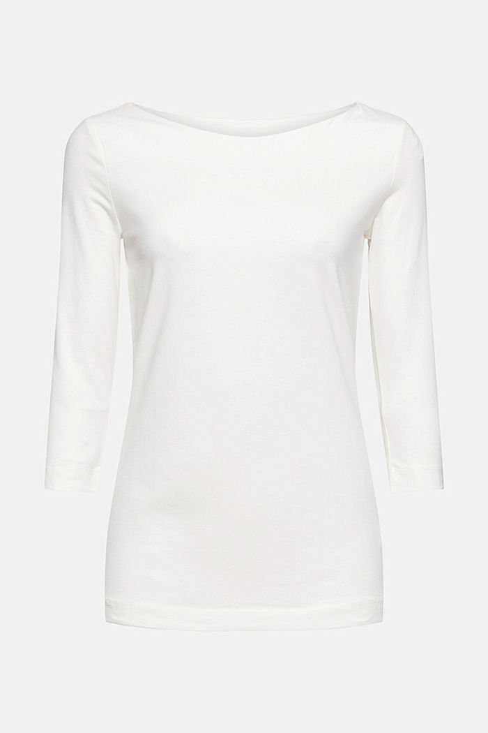 Shirt mit 3/4 Ärmeln aus Bio-Baumwolle, OFF WHITE, overview