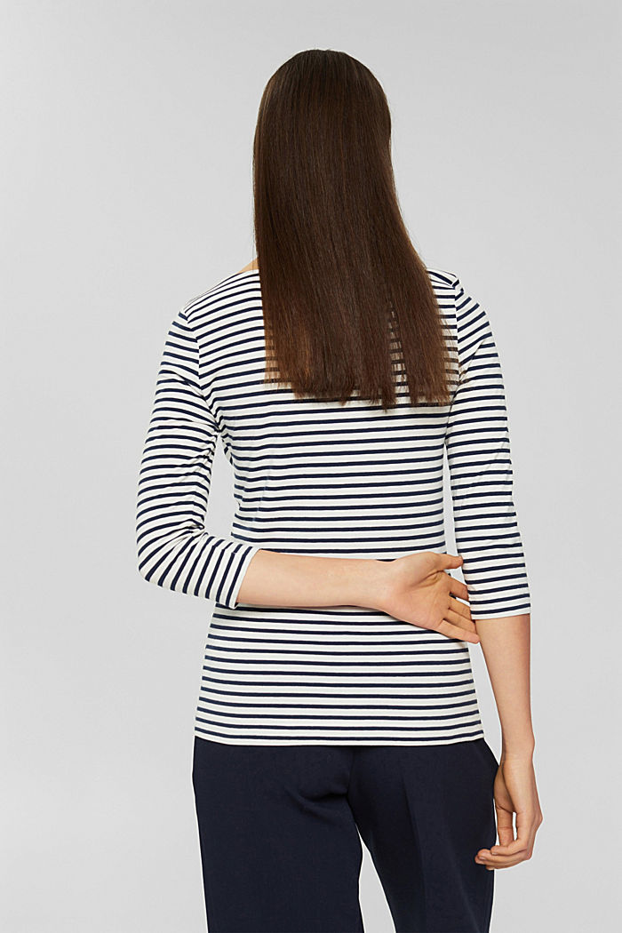 Top with 3/4-length sleeves, organic cotton, NAVY, detail image number 3
