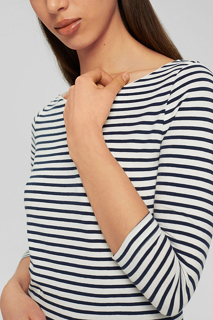 Top with 3/4-length sleeves, organic cotton, NAVY, detail image number 2