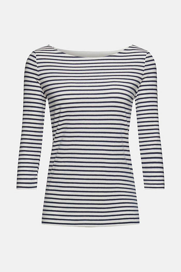 Top with 3/4-length sleeves, organic cotton, NAVY, overview