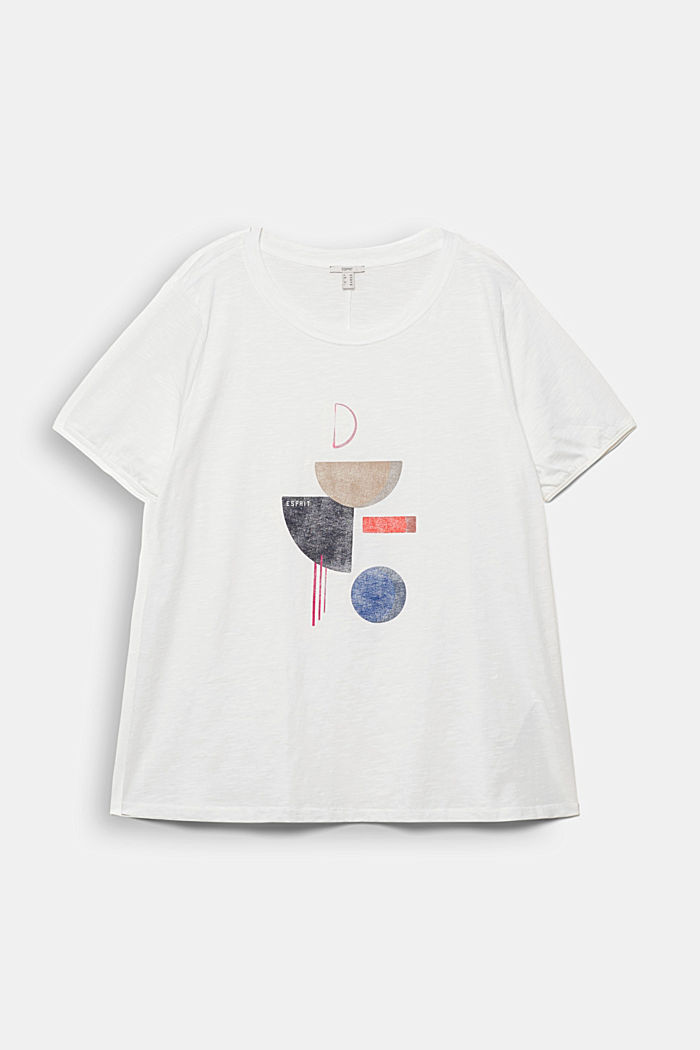 CURVY Camiseta con estampado, algodón ecológico, OFF WHITE, detail image number 0