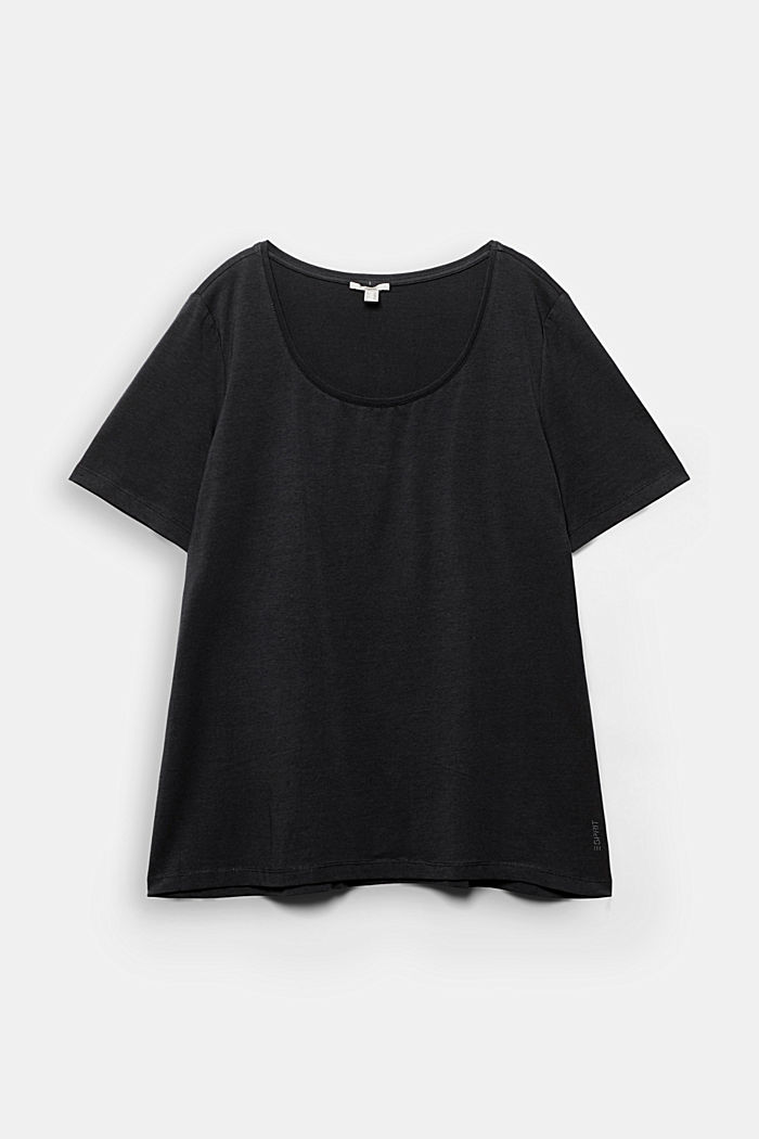 CURVY Camiseta en algodón ecológico, BLACK, overview