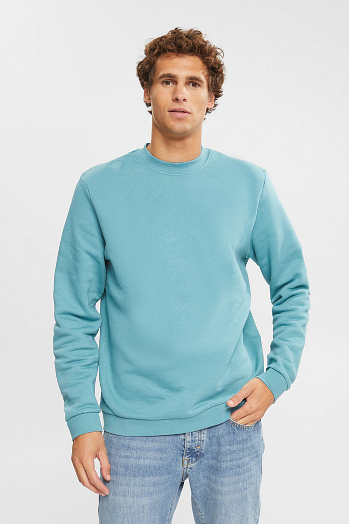 Sweatshirt mit Print aus Baumwoll-Mix, TURQUOISE, overview