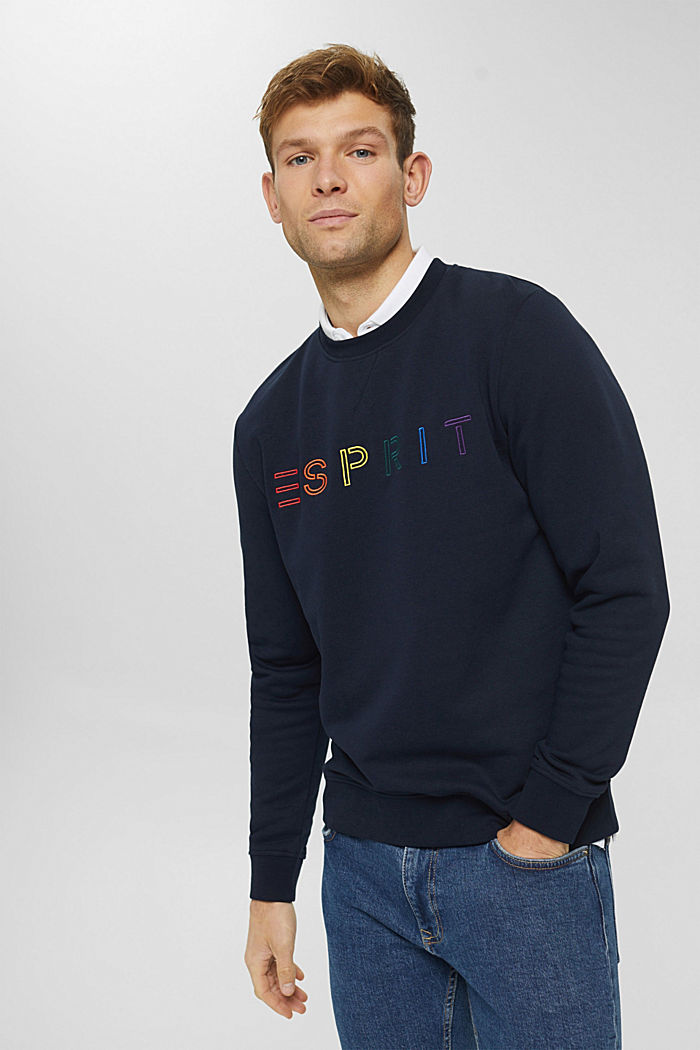 Recycled: sweatshirt with logo embroidery, NAVY, detail image number 0