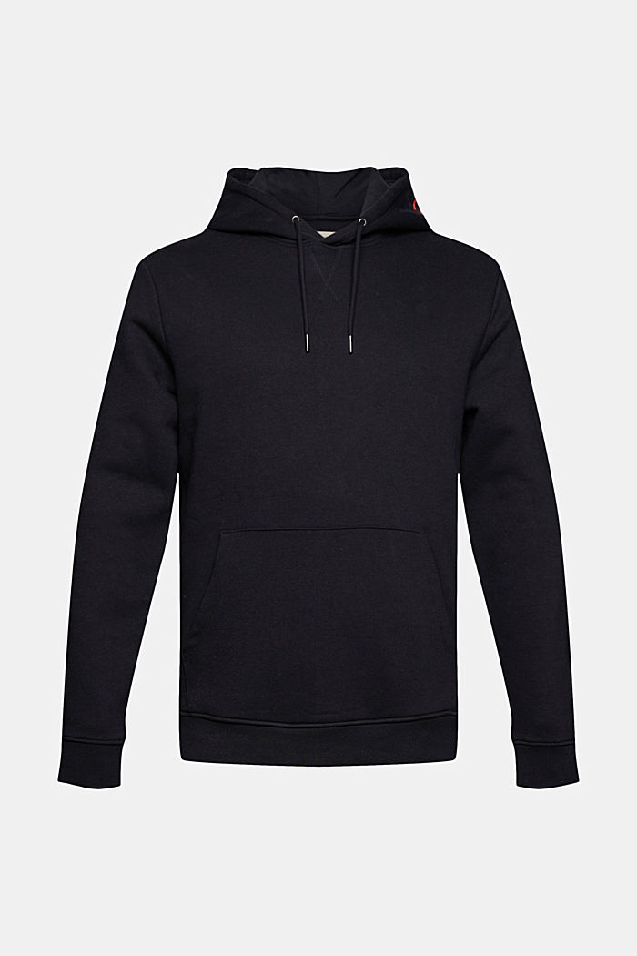 Hoodie with logo embroidery, blended cotton, BLACK, detail image number 5