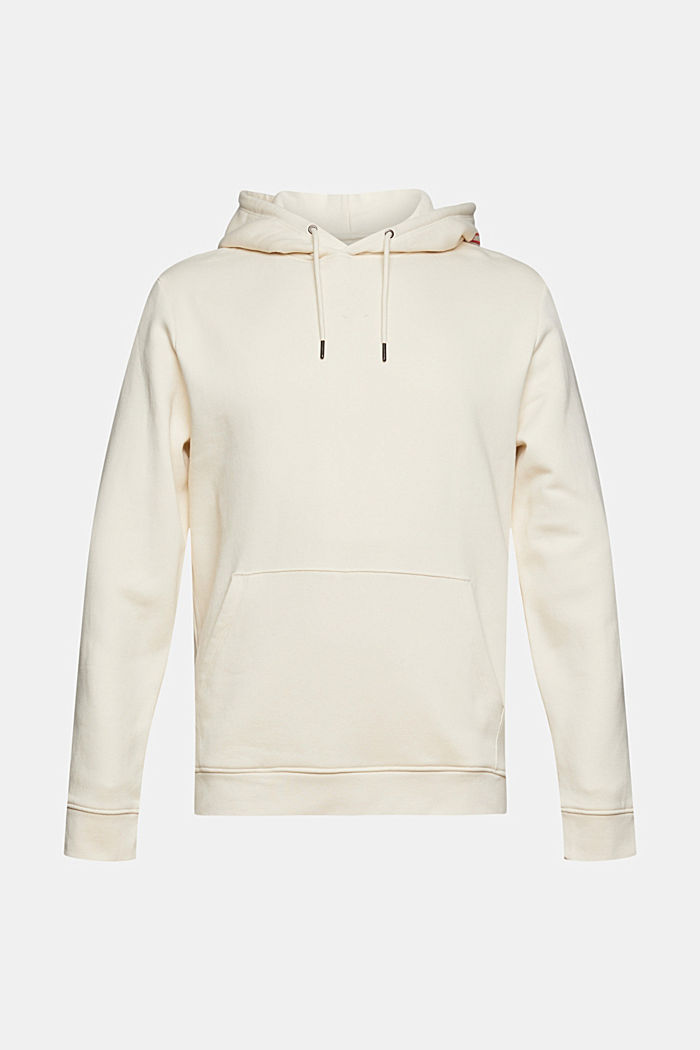 Hoodie with logo embroidery, blended cotton, CREAM BEIGE, detail image number 6