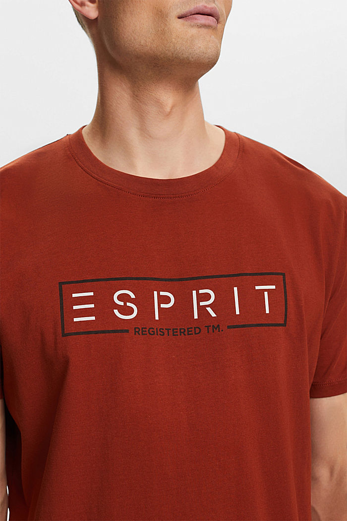 Jersey-T-Shirt mit Logo, RUST BROWN, detail image number 1