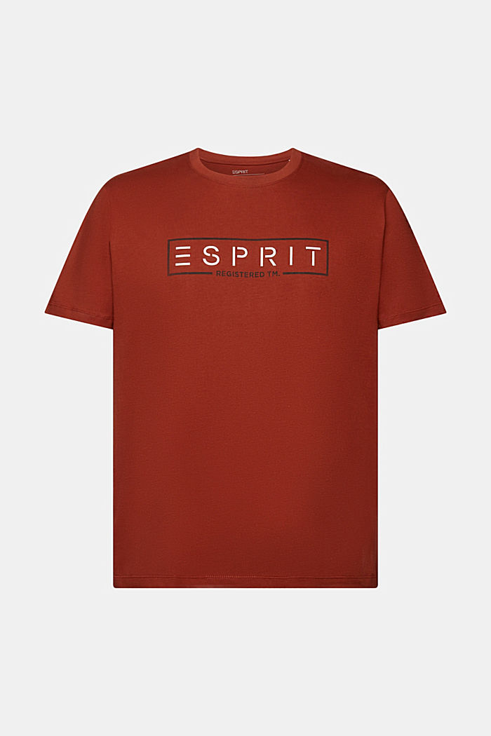 Jersey T-shirt with a logo, RUST BROWN, overview