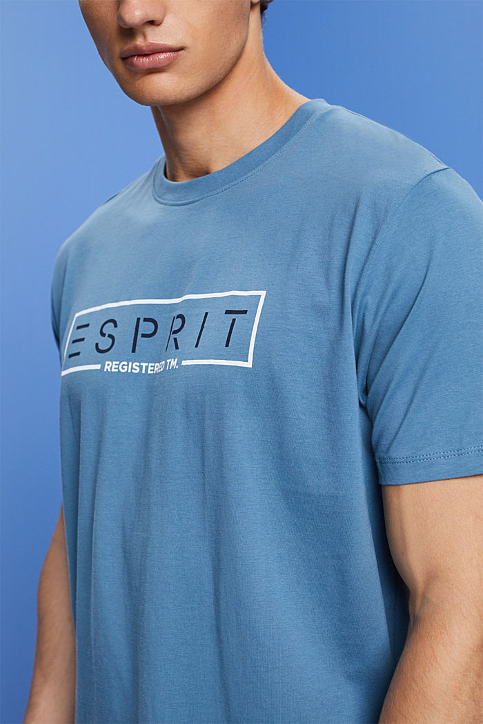 T-shirt in jersey con logo, BLUE, detail image number 1