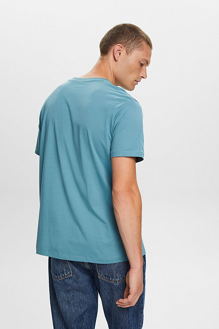 T-shirt in jersey con logo, TURQUOISE, detail image number 3