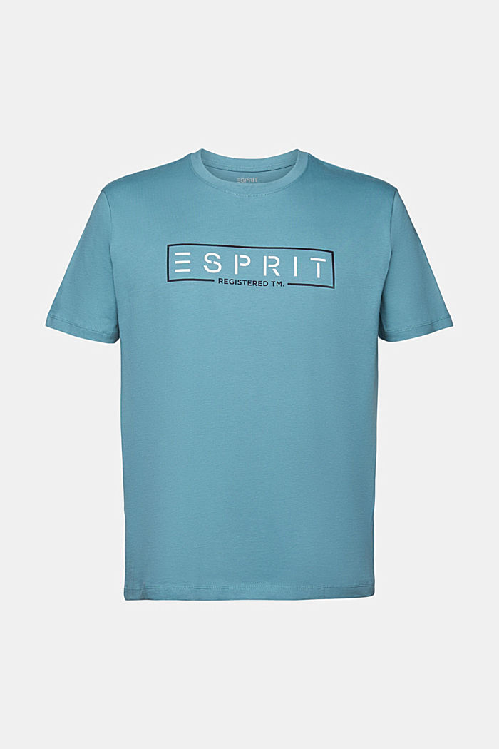 T-shirt in jersey con logo, TURQUOISE, overview
