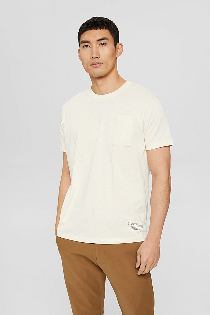Jersey-T-Shirt aus 100% Pima Baumwolle, CREAM BEIGE, detail image number 0