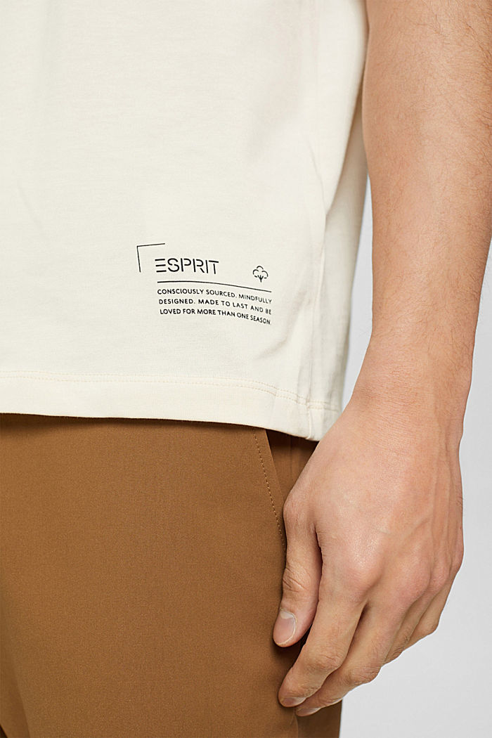 Jersey-T-Shirt aus 100% Pima Baumwolle, CREAM BEIGE, detail image number 1