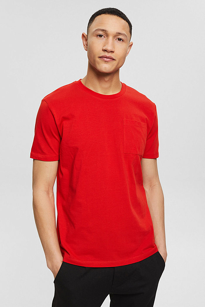 Jersey-T-Shirt aus 100% Pima Baumwolle, RED ORANGE, overview