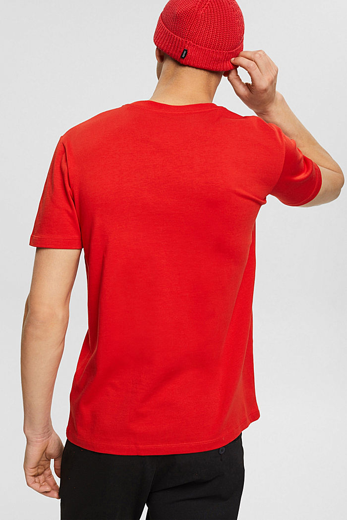 Jersey-T-Shirt aus 100% Pima Baumwolle, RED ORANGE, detail image number 3