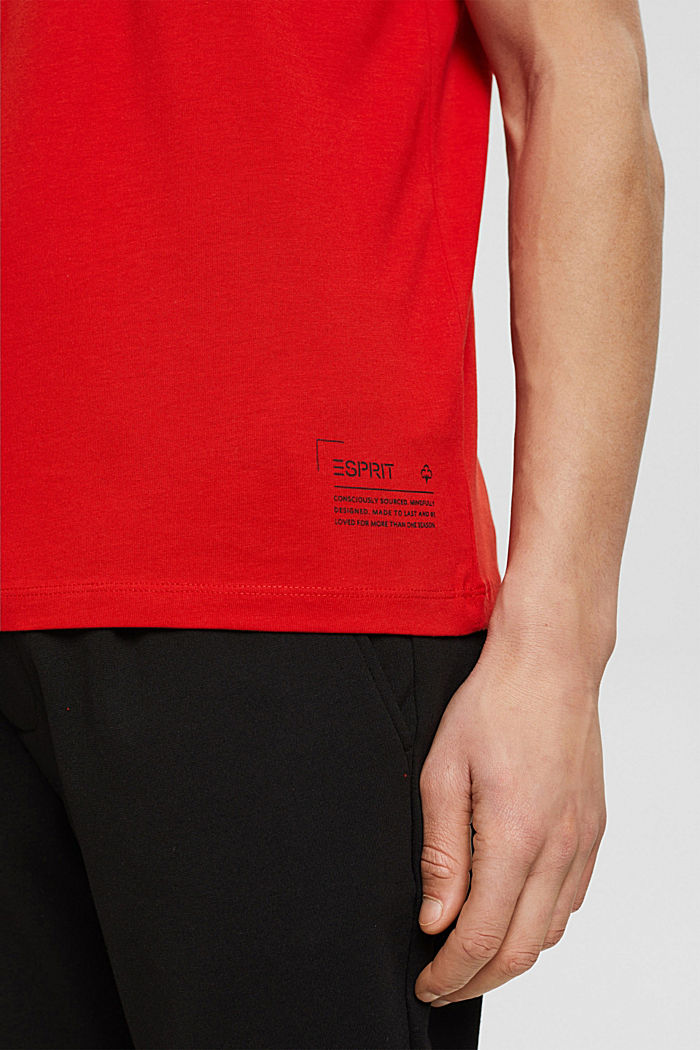 Jersey-T-Shirt aus 100% Pima Baumwolle, RED ORANGE, detail image number 1