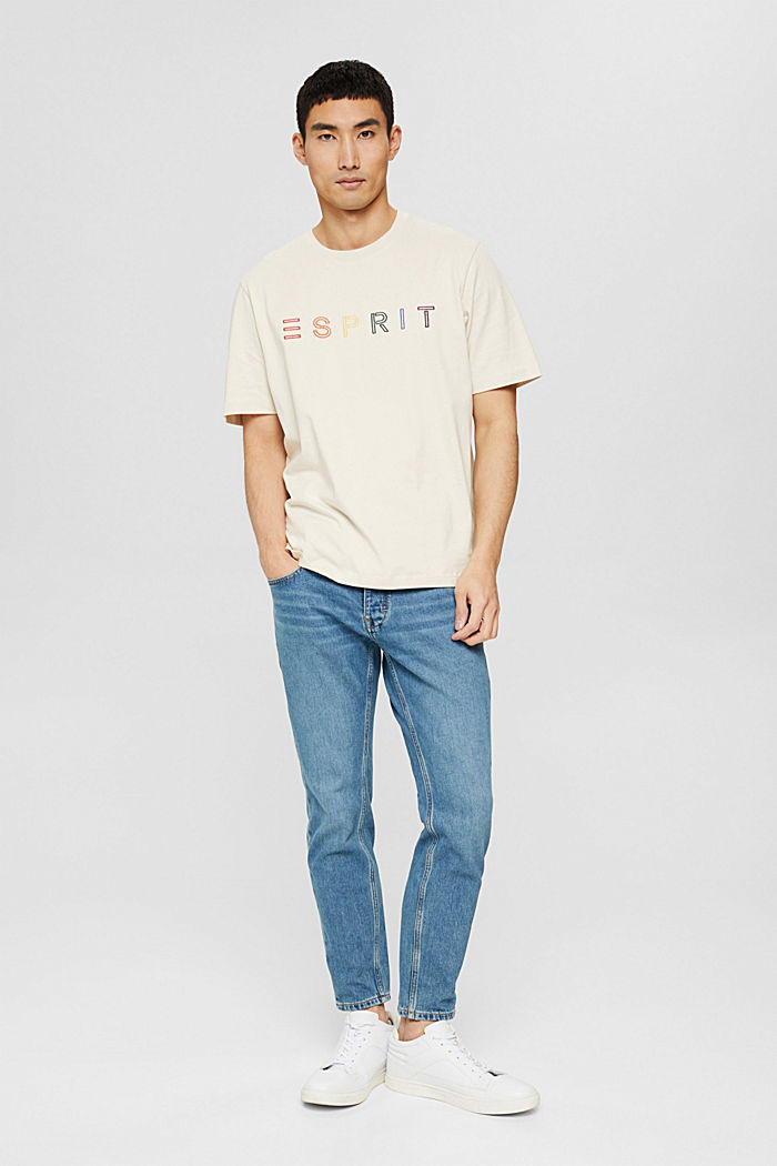 Jersey-Shirt mit Stickerei, 100% Baumwolle, CREAM BEIGE, detail image number 6