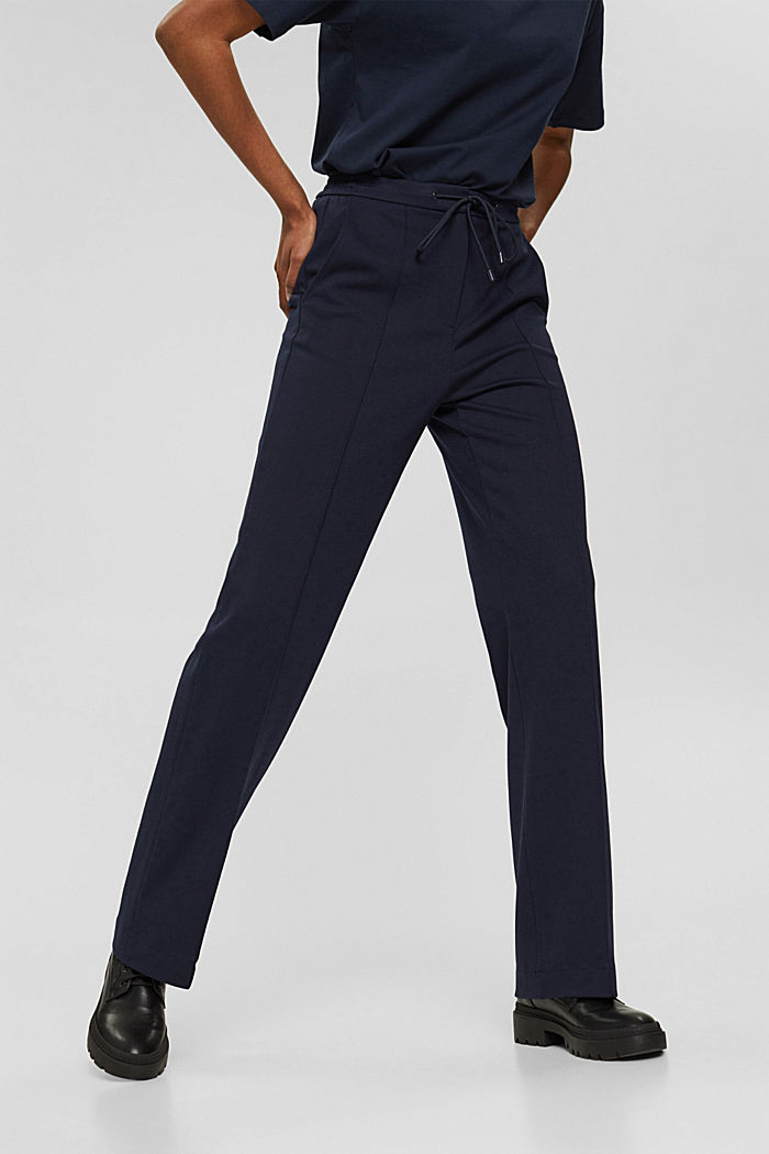 Stretch trousers with an elasticated waistband, NAVY, detail image number 0