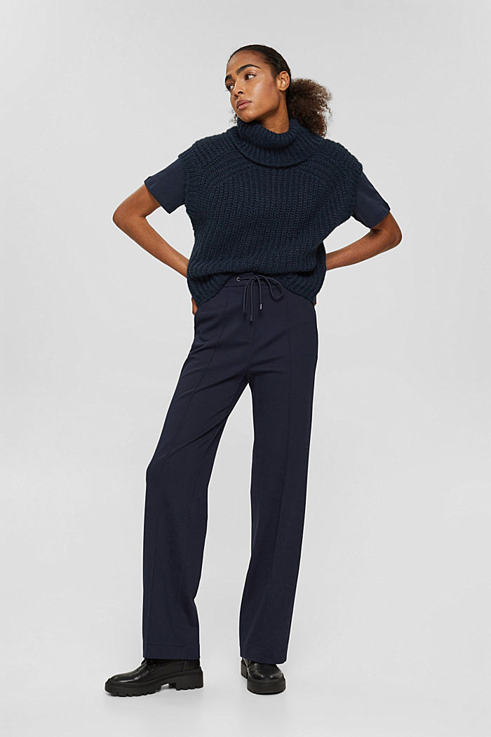 Stretch trousers with an elasticated waistband, NAVY, detail image number 6