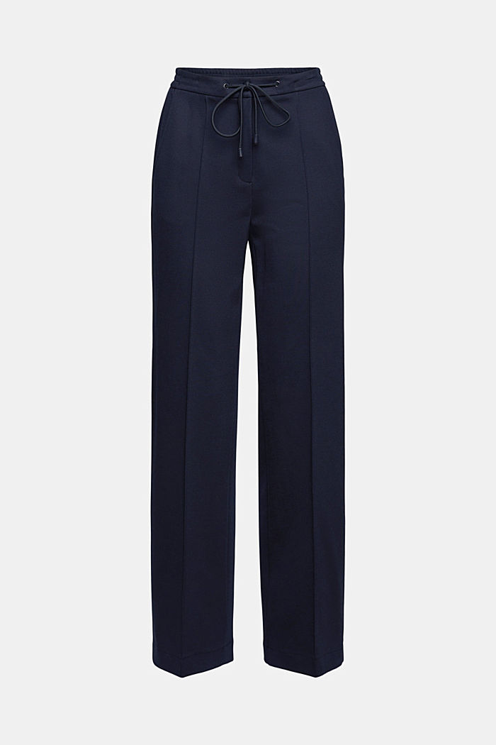Stretch trousers with an elasticated waistband, NAVY, overview