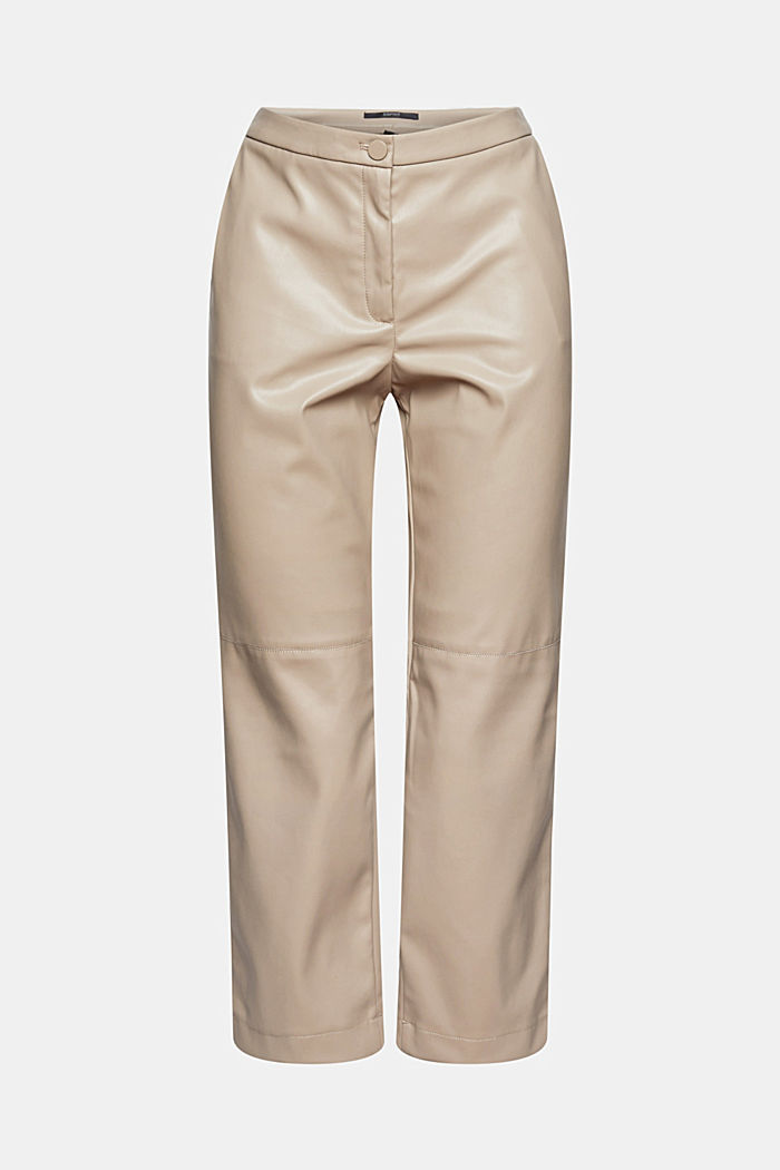 Cropped trousers in faux leather, LIGHT TAUPE, overview
