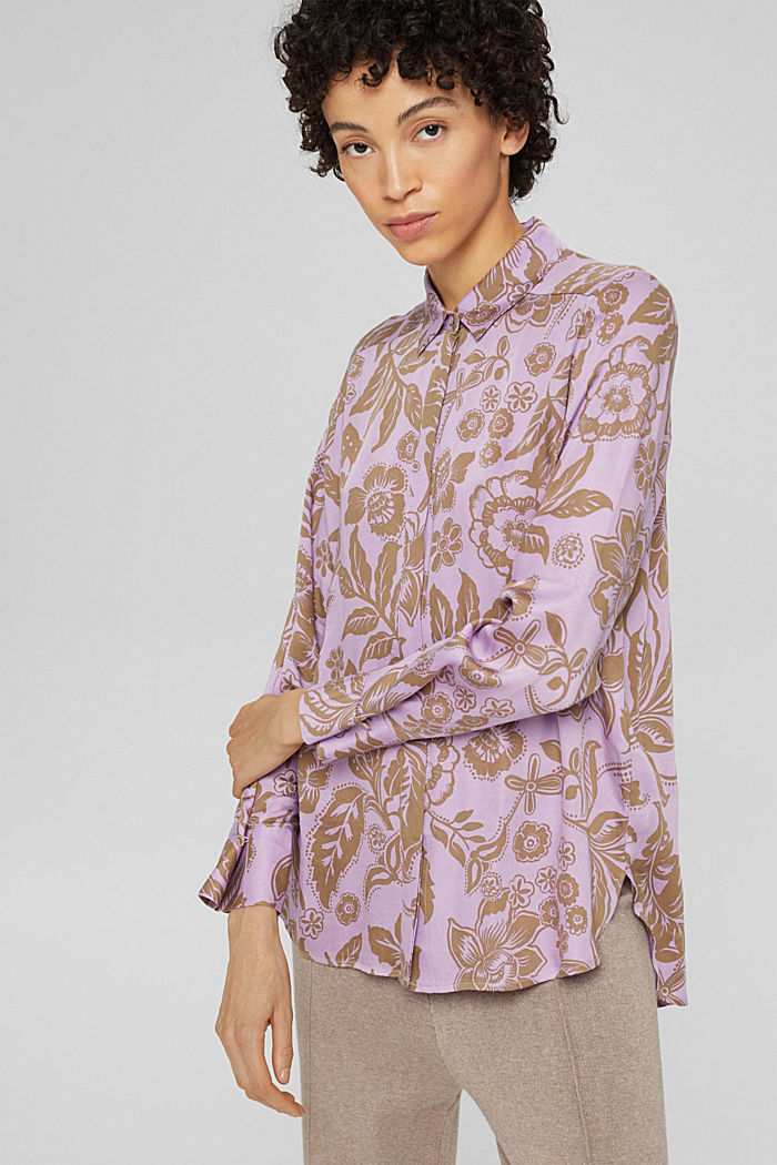 Floral print blouse, LENZING™ ECOVERO™, LILAC, detail image number 0